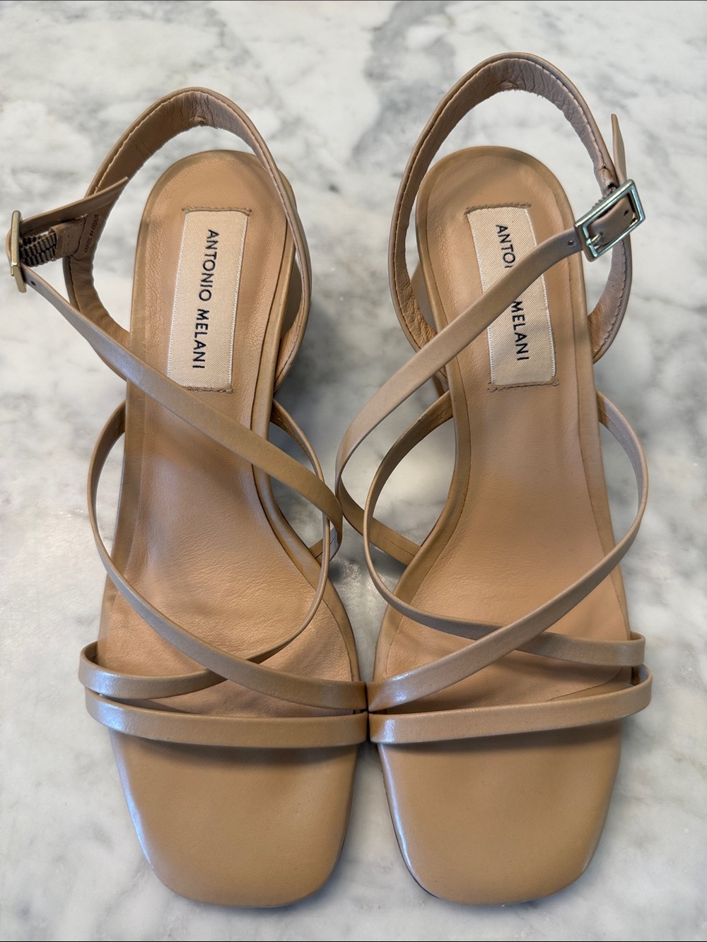 ANTONIO MELANI taupe strappy slingback sandals